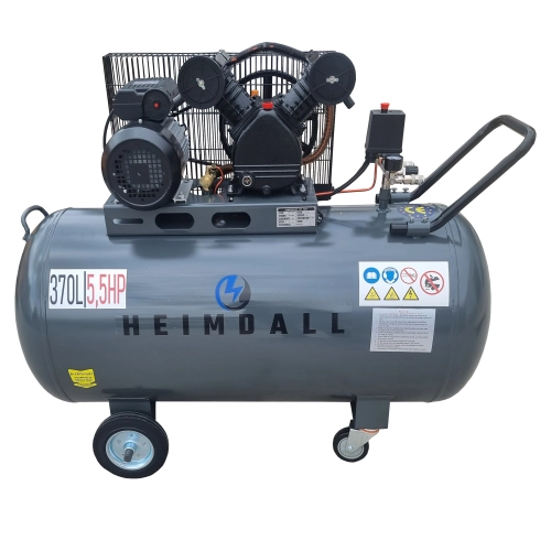 Compresor aer, 370L, 10bar, 600L/min, trifazat, angrenare curea Heimdall HMV0.6/370-10
